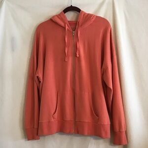 Time and Tru Coral Orange Zip-Front, Hooded Sweatshirt w/Front Pockets Size 3X